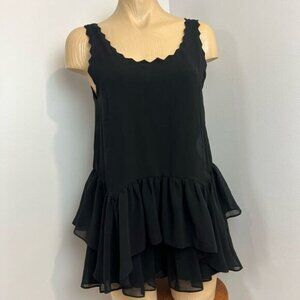 Snidel Women’s Size XSl Black Sleeveless Baby Doll Mini Ruffled Hem Romper Dress